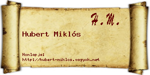 Hubert Miklós névjegykártya