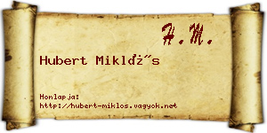 Hubert Miklós névjegykártya